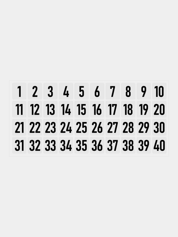 Наклейка Цифры от 1 до 40 интерьерные для номеров для маркировки
