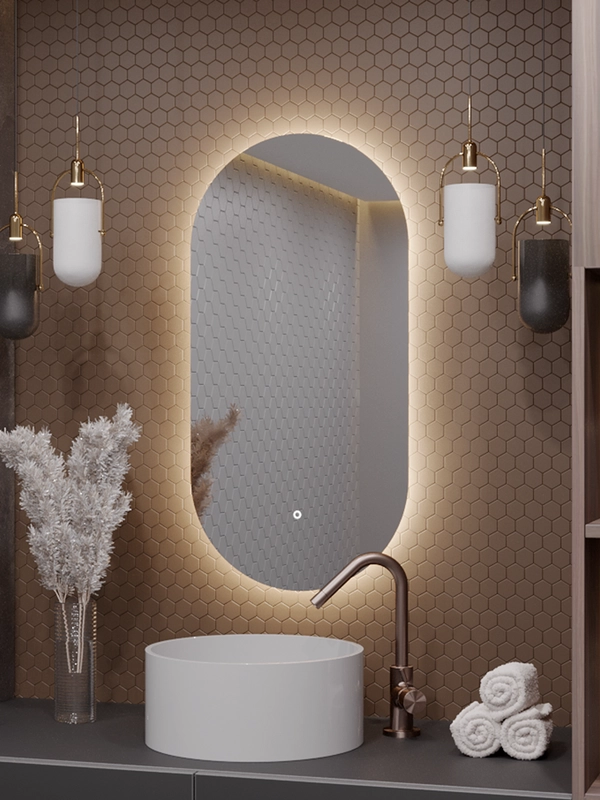 Зеркало Alias Олимпия 80*40 с нейтральной LED-подсветкой и сенсорной кнопкой
