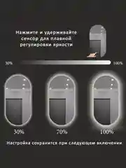 Зеркало Alias Олимпия 80*40 с нейтральной LED-подсветкой и сенсорной кнопкой