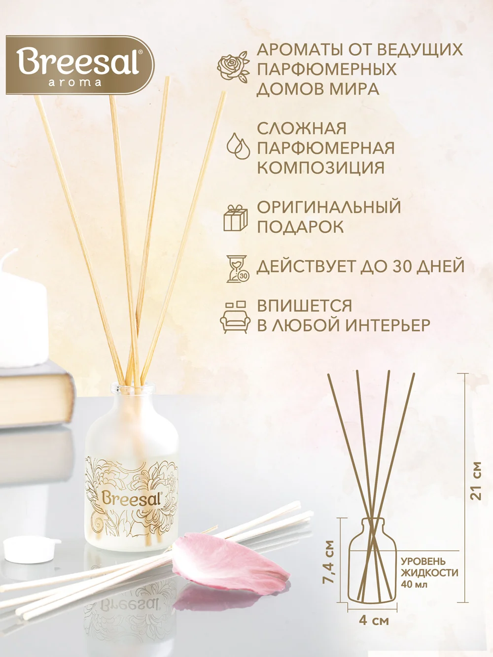 Диффузор для дома с палочками, 40 мл 2 шт