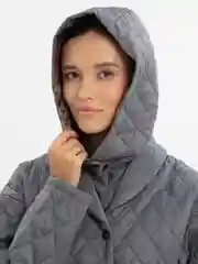 Серый женская стеганая демисезонная куртка, 2 в 1 с отдельным капюшоном