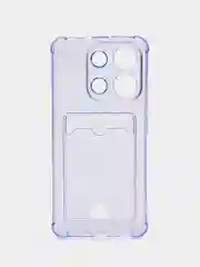 Лавандовый чехол для Xiaomi Redmi Note 13 4G (Сяоми Редми Ноут 13 4G) с карманом для карт, прозрачный
