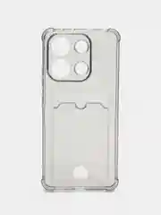 Тёмно-серый чехол для Xiaomi Redmi Note 13 4G (Сяоми Редми Ноут 13 4G) с карманом для карт, прозрачный