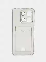 Тёмно-серый чехол для Xiaomi Redmi Note 13 4G (Сяоми Редми Ноут 13 4G) с карманом для карт, прозрачный