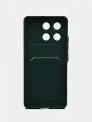 Тёмно-зелёный чехол для Poco X6 Pro 5G (Поко Х6 Про ), с карманом для карт