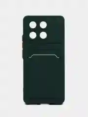 Тёмно-зелёный чехол для Poco X6 Pro 5G (Поко Х6 Про ), с карманом для карт