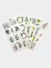Салатовый наклейки стикеры 6 листов, для творчества, скрапбукинга, ежедневника, природа, животные