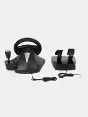 Черный игровой руль GW-235VR Dialog GranTourismo вибро, педали+рычаг, ПК, PS 3/4, XBox, Android