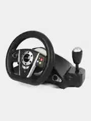 Черный игровой руль GW-235VR Dialog GranTourismo вибро, педали+рычаг, ПК, PS 3/4, XBox, Android