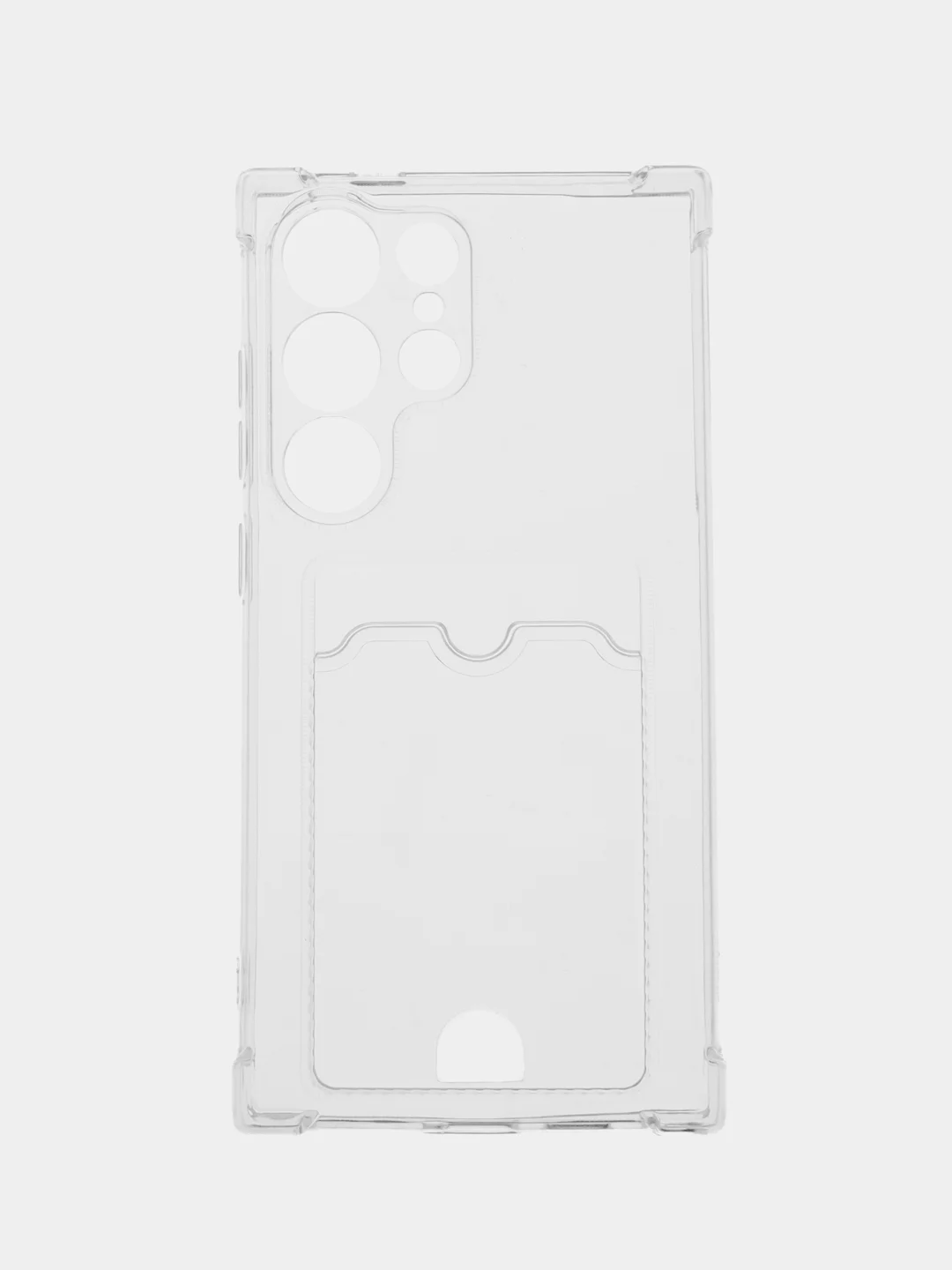 Прозрачный чехол Samsung Galaxy S24 Ultra силиконовый, чёрный, прозрачный с кармашком