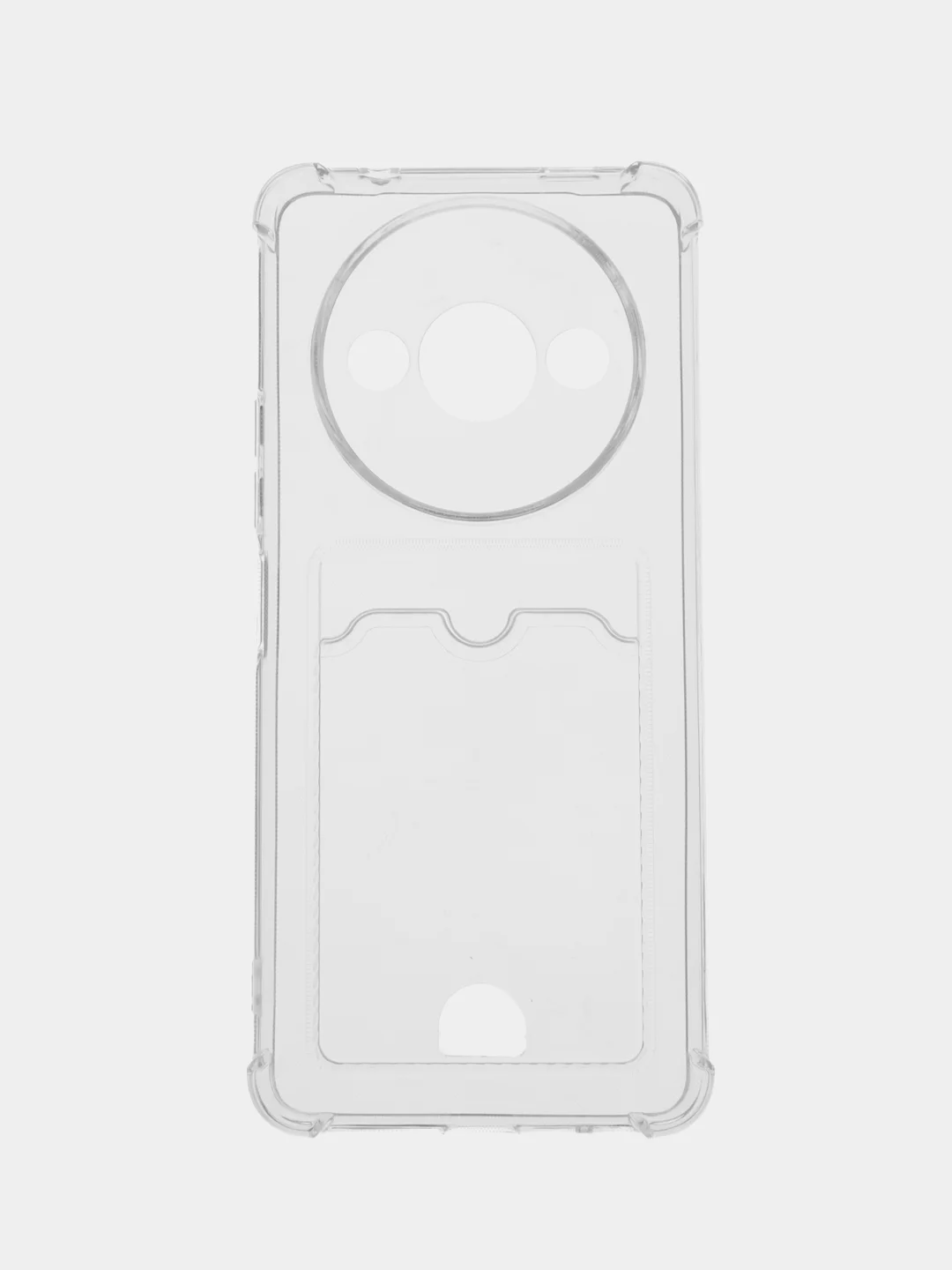 Прозрачный чехол Xiaomi Redmi A3 / Redmi A3X / Poco C61 силиконовый, чёрный, прозрачный с кармашком