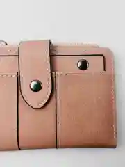 Розовый кошелек женский со съемным картхолдером, экокожа
