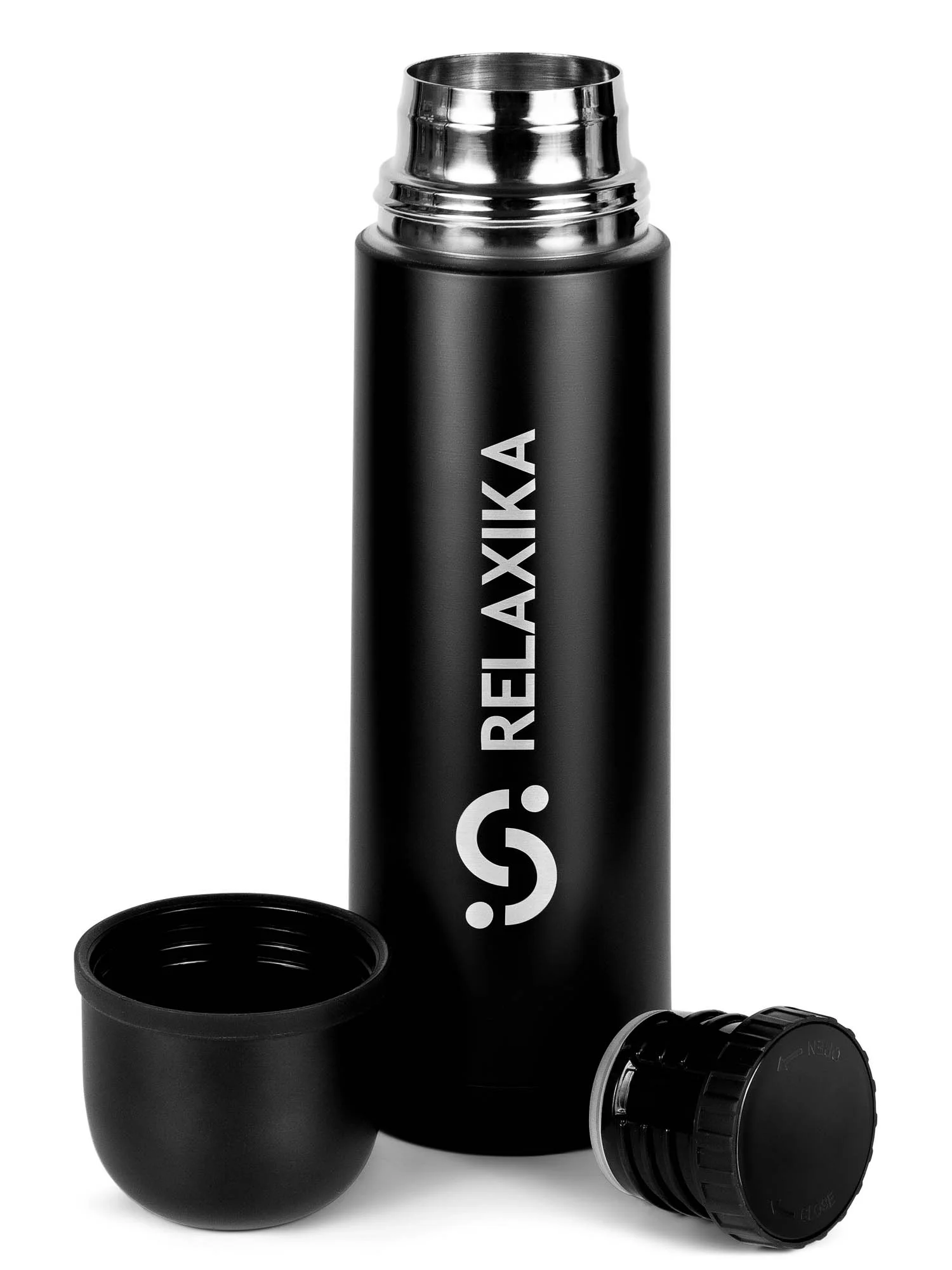 Черный термос Relaxika 101 (0,5 литра), оружейный черный, R101.500.2