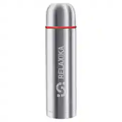 Серебряный термос вакуумный Relaxika 102 стальной с чашками 1,2 л, R102.1200.1