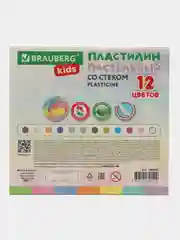 Пластилин Brauberg Kids, 106681, для лепки детский набор 12цв, пастель, в школу 180г, стек