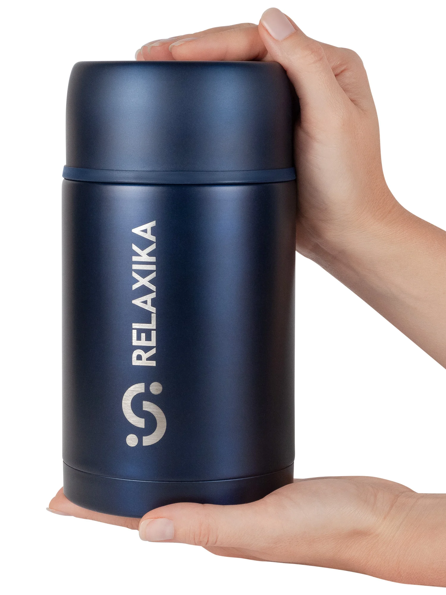 Синий термос для еды и супа с широким горлом Relaxika 1 литр, темно-синий, R301.1000.3 Релаксика