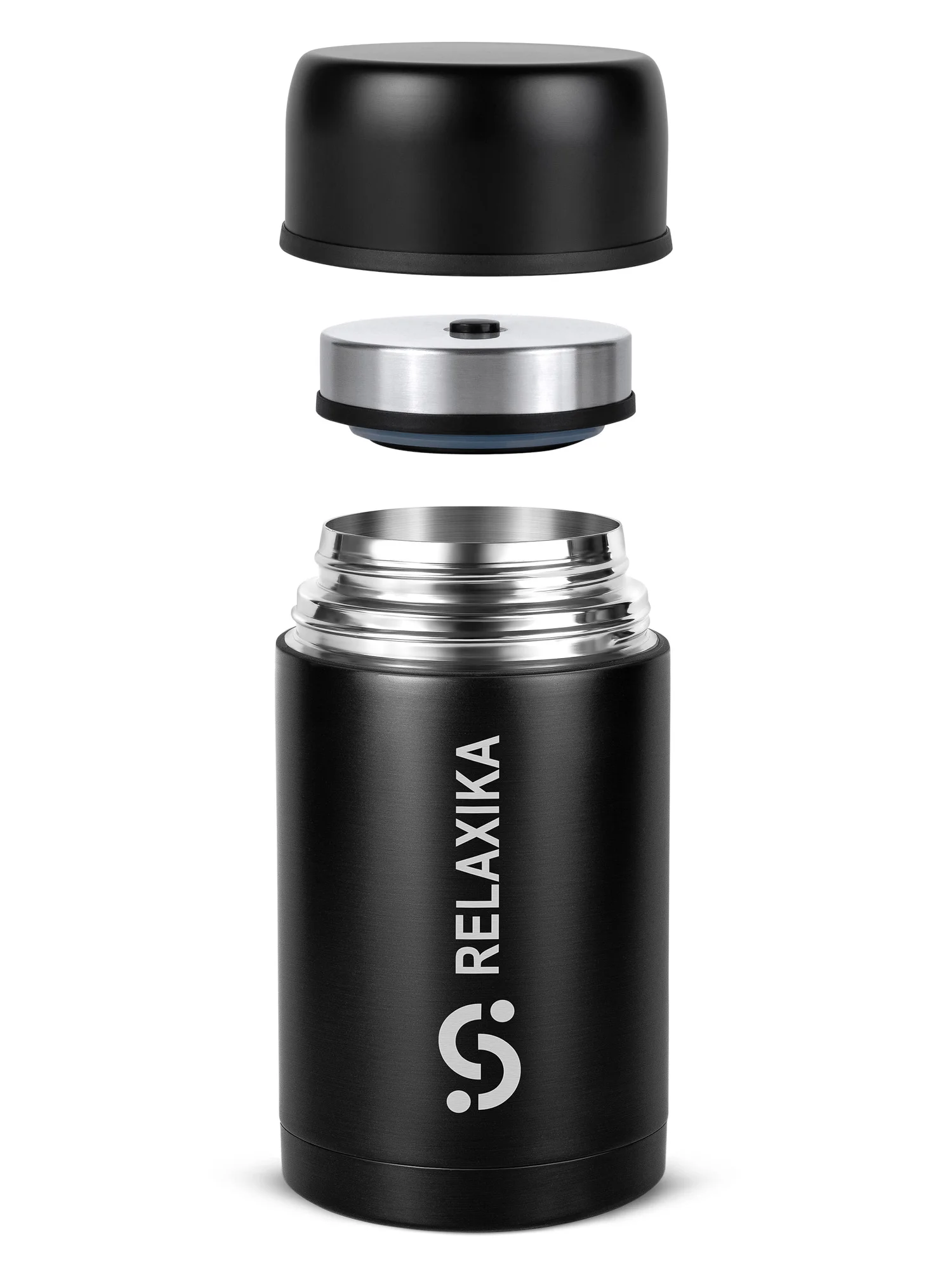 Черный термос для еды и супа с широким горлом Relaxika 1 литр, черный, R301.1000.2 Релаксика
