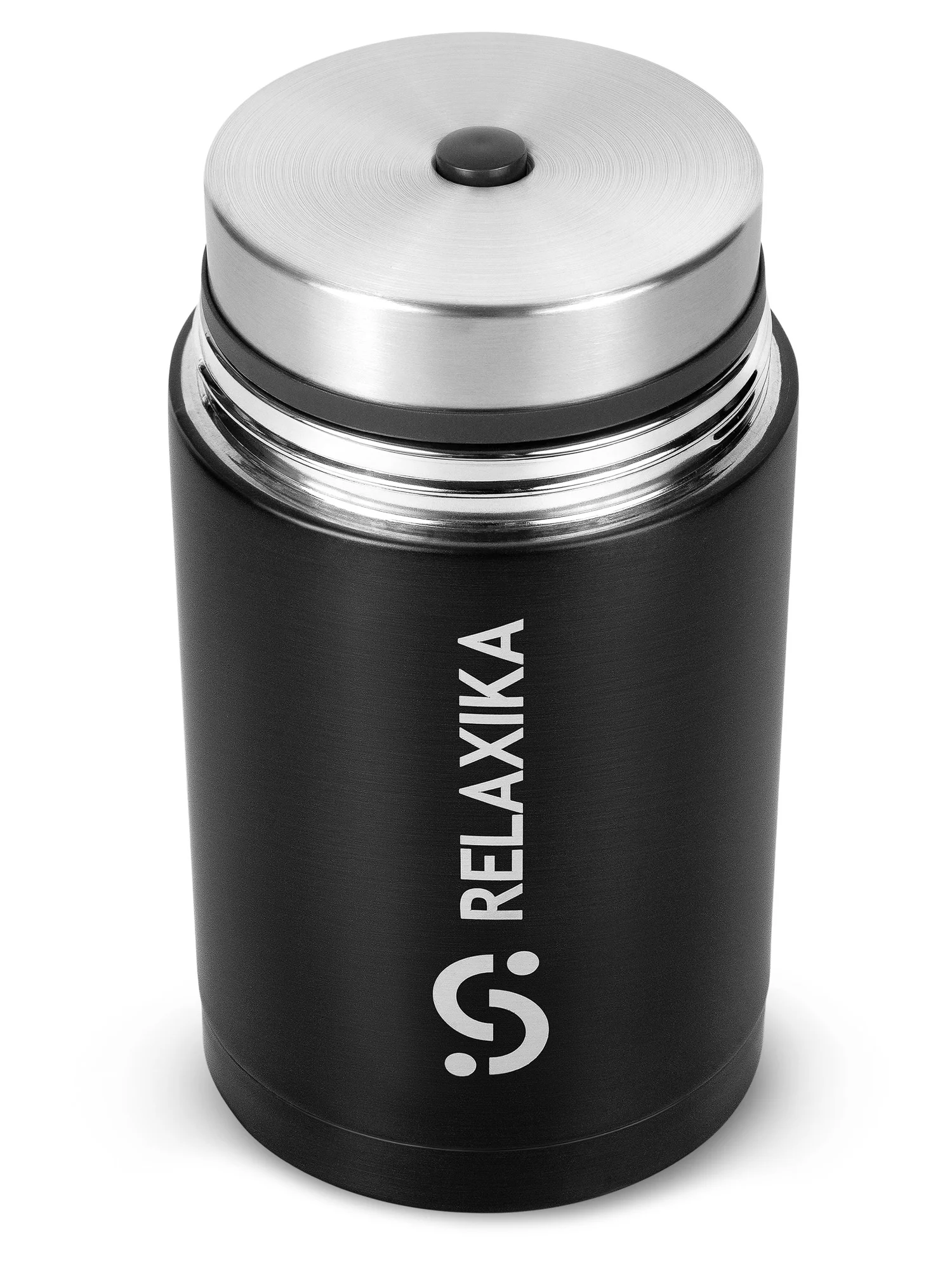 Черный термос для еды и супа с широким горлом Relaxika 1 литр, черный, R301.1000.2 Релаксика