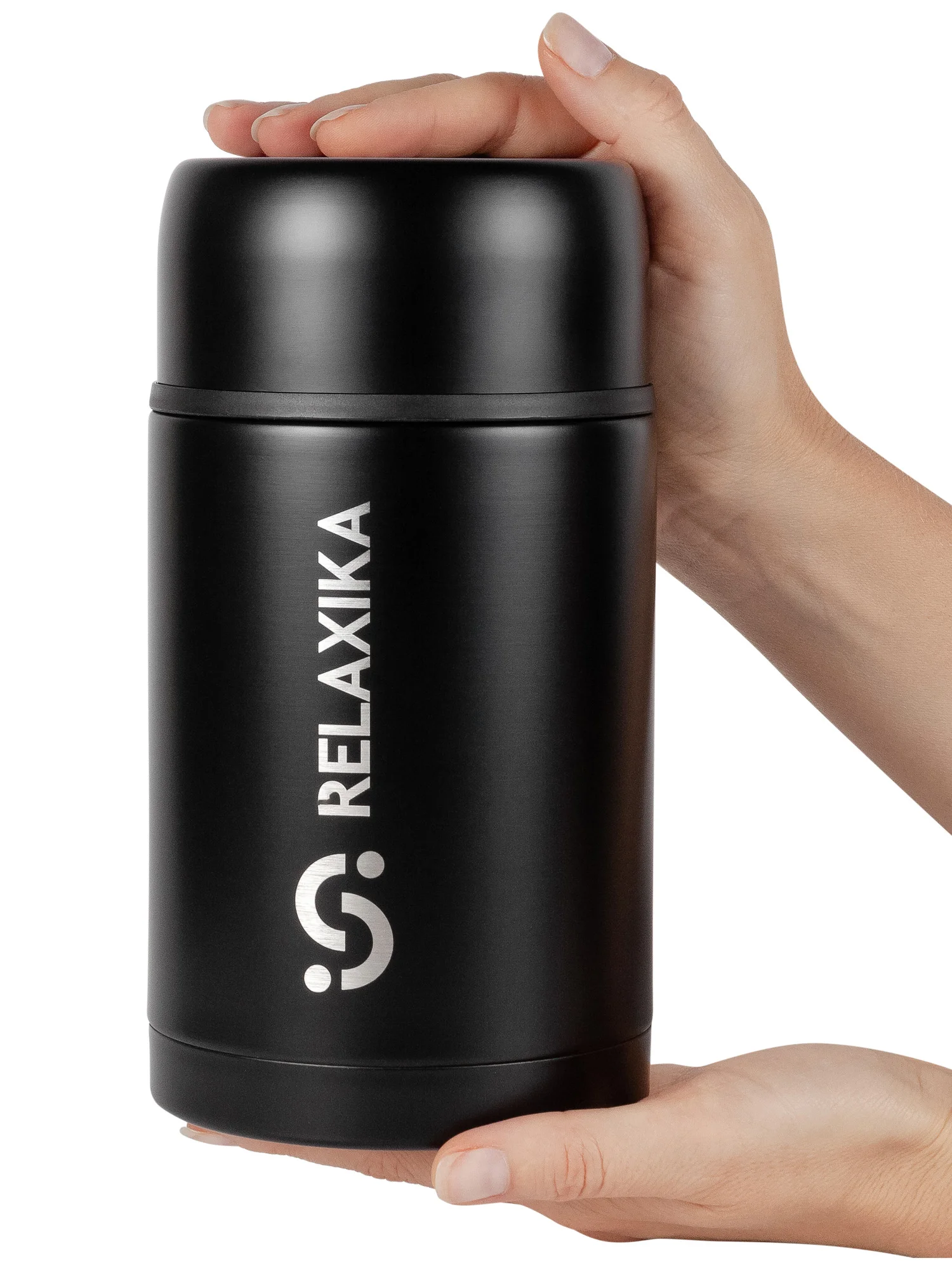 Черный термос для еды и супа с широким горлом Relaxika 1 литр, черный, R301.1000.2 Релаксика