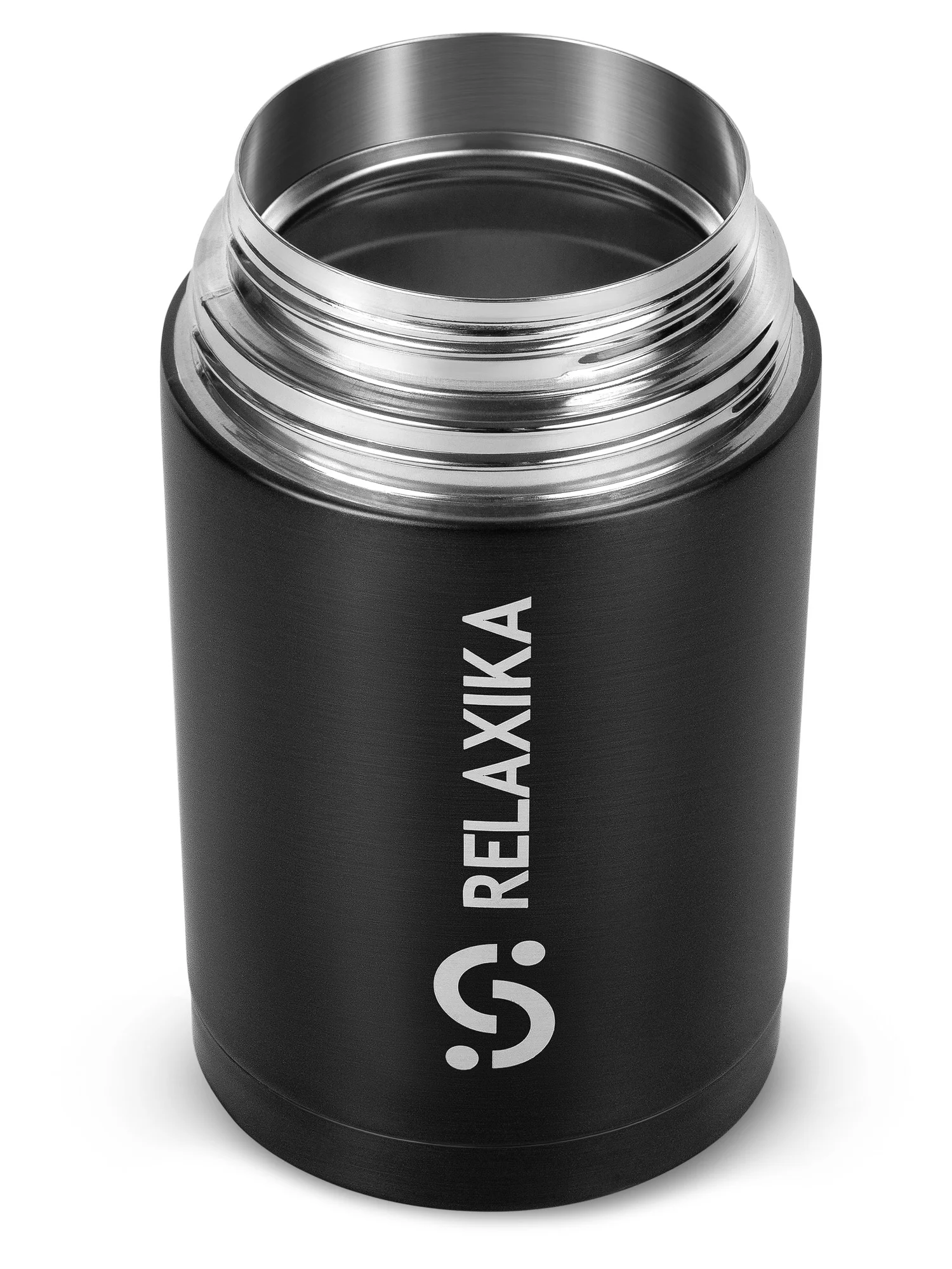 Черный термос для еды и супа с широким горлом Relaxika 1 литр, черный, R301.1000.2 Релаксика