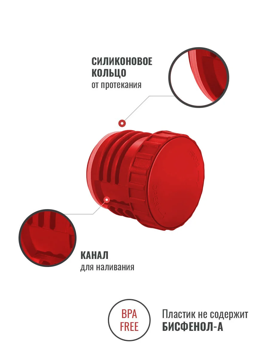 Красный пробка без кнопки для термосов Relaxika 101 серии (0,35 л., 0,5 л.), R.STPR.03