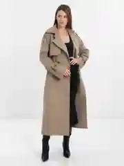 Оливковый тренч женский длинный, оверсайз