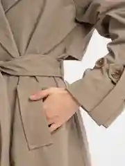 Оливковый тренч женский длинный, оверсайз