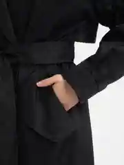 Черный тренч женский длинный, оверсайз