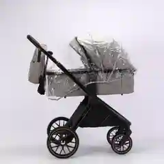Черный коляска 2в1 Voagax Tegra экокожа