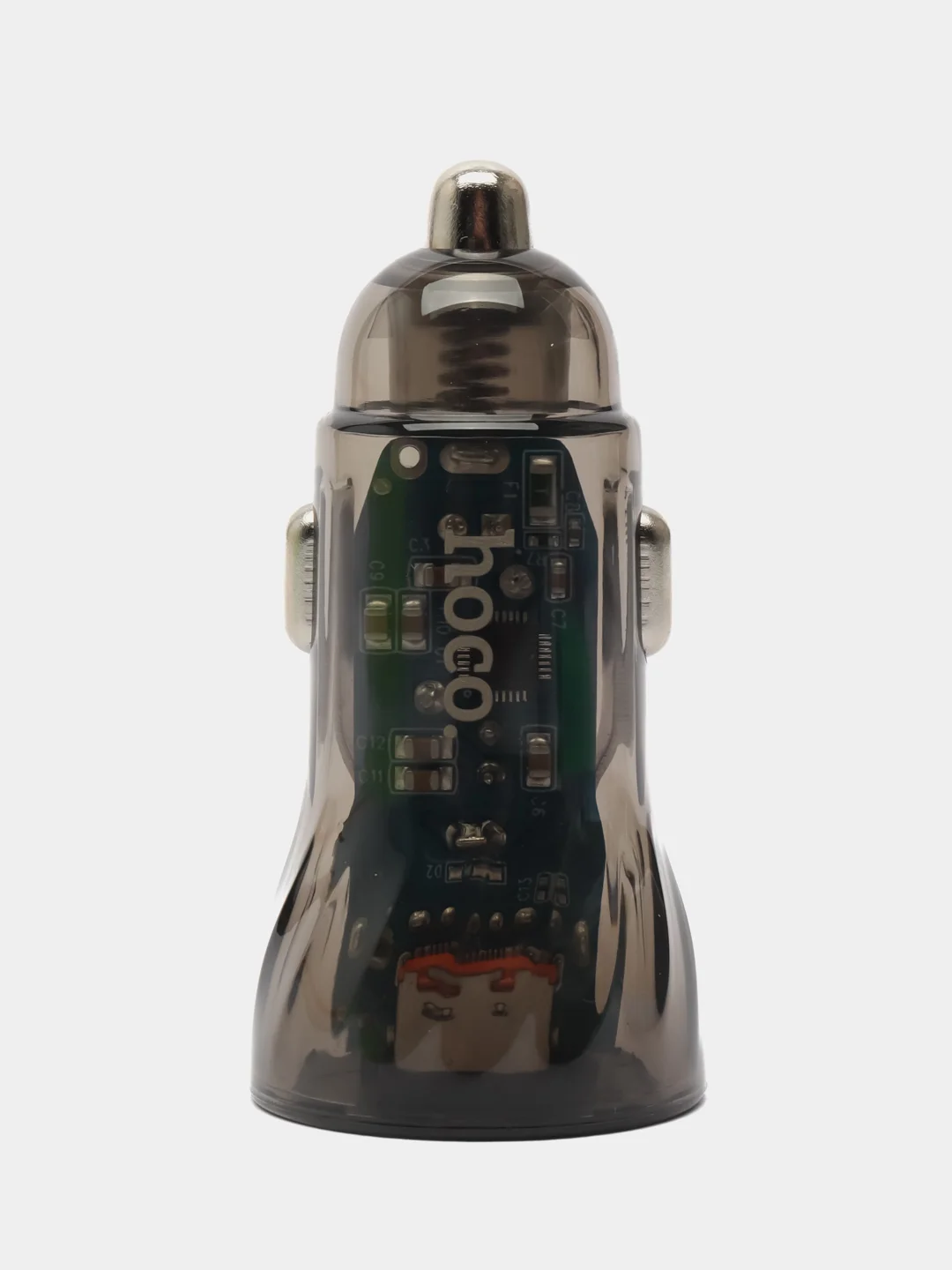 Черный автомобильное зарядное устройство Hoco Z47A Transparent 1xUSB, 1xUSB-C, 3А, PD30W, QC3.0