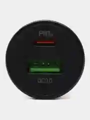 Черный автомобильное зарядное устройство Hoco Z47A Transparent 1xUSB, 1xUSB-C, 3А, PD30W, QC3.0