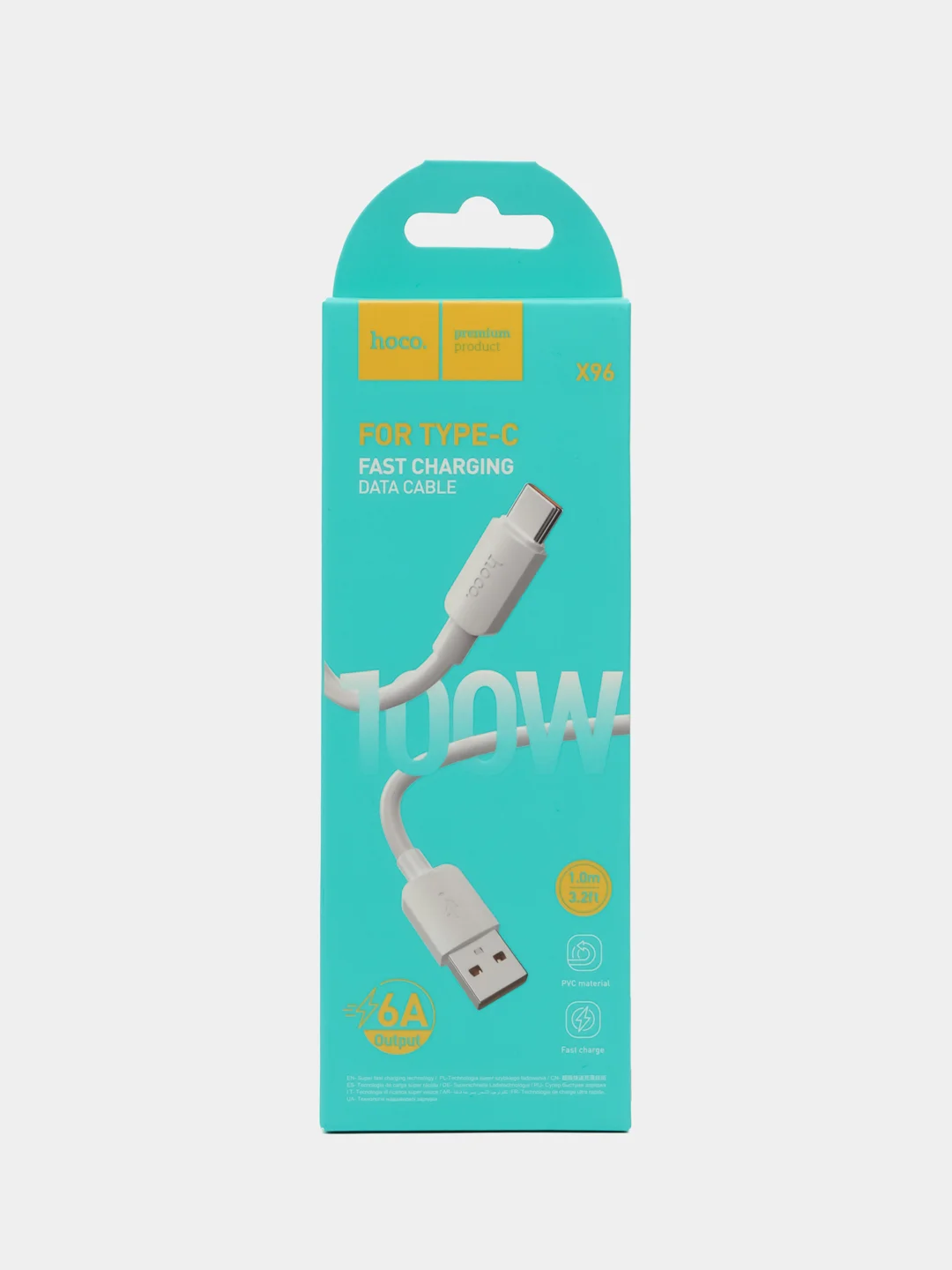 Белый кабель для зарядки Hoco X96 Hyper Type-C - USB, PVC