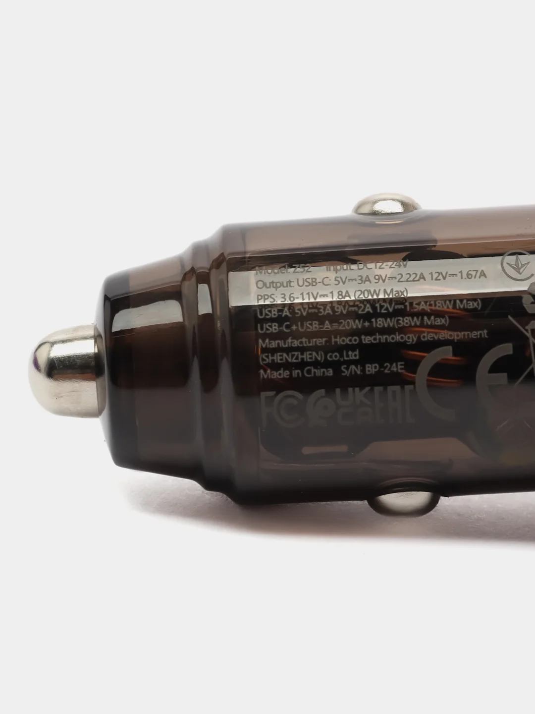 Черный автомобильное зарядное устройство HOCO Z52 Spacious 1xUSB, 1xUSB-C, 3А, 38W, PD20W, QC3.0