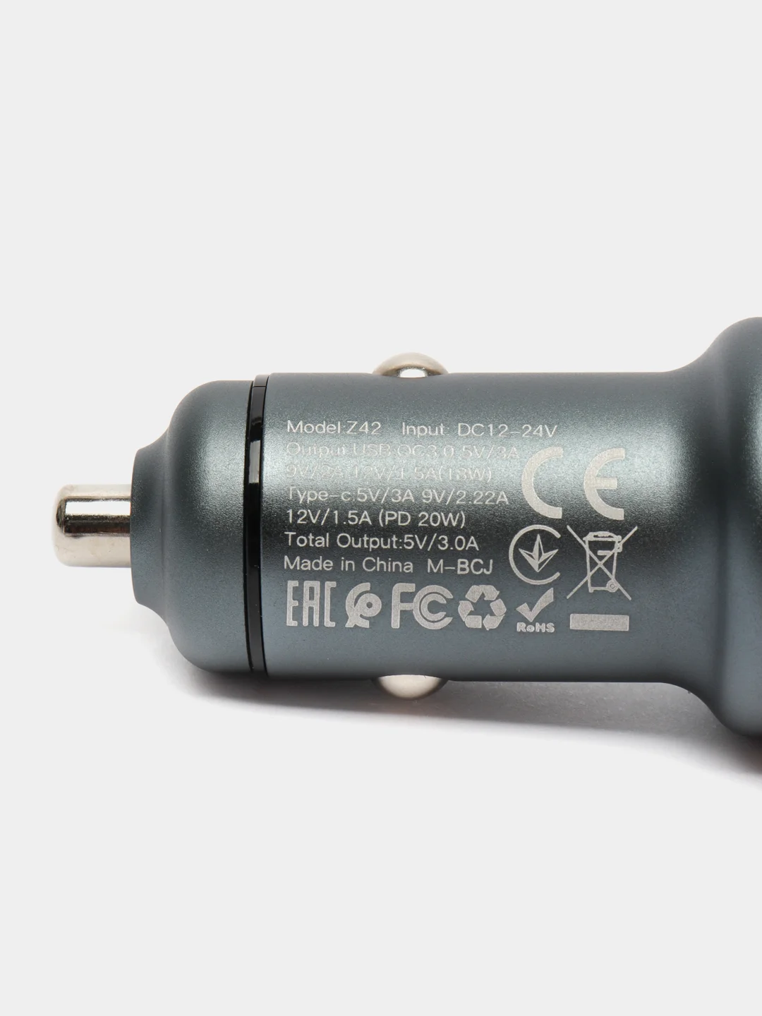Серый автомобильное зарядное устройство Hoco Z42 Light Road 1xUSB, 1xUSB-C, 3А, PD20W, QC3.0,LED