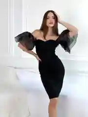 Платье праздничное / Миди платье с открытми плечами / Блестящее платье