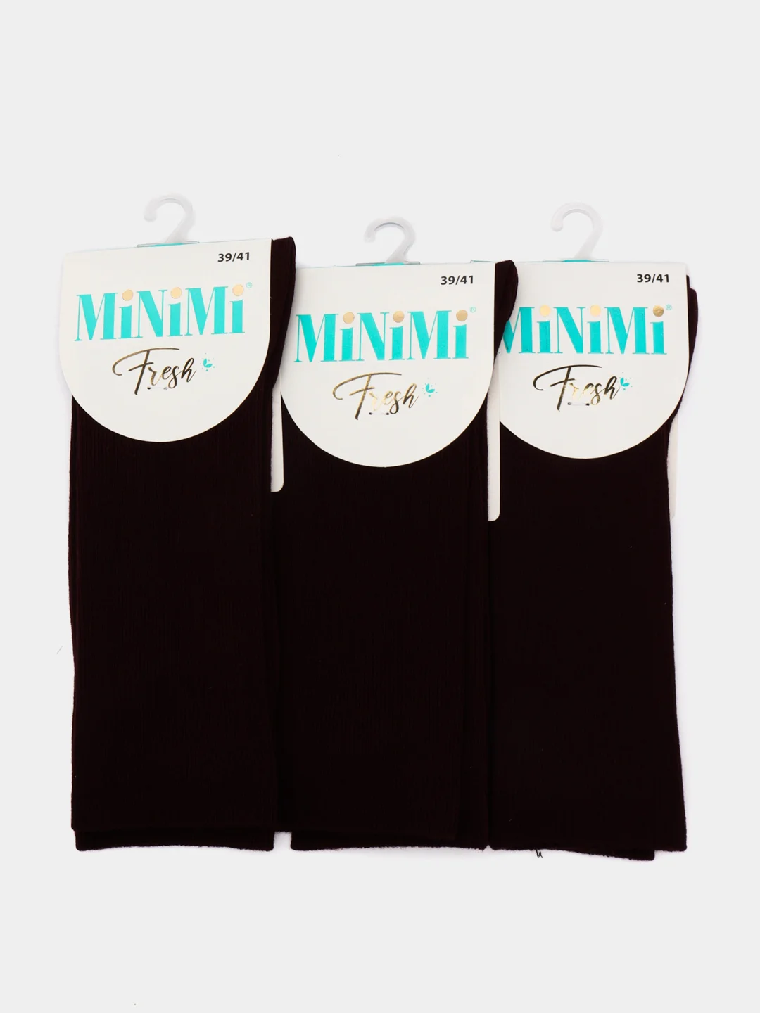 Бордовый носки женские MiNiMi FRESH 4103 высокие в рубчик из хлопка 3 пары