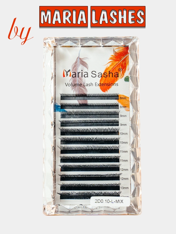 Ресницы для наращивания Maria Lashes, "Мария лашес", готовые пучки 3Д, 2d изгиб М D L C 0,07