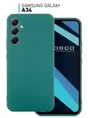 Зеленый чехол для Samsung Galaxy A34 силиконовый ROSCO матовый тонкий c бортиком- защитой камер