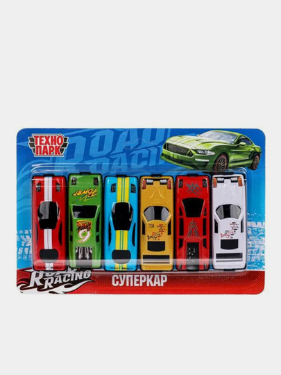 Игрушка суперкар Технопарк "ROAD RACING",  7.5 см, 6 штук