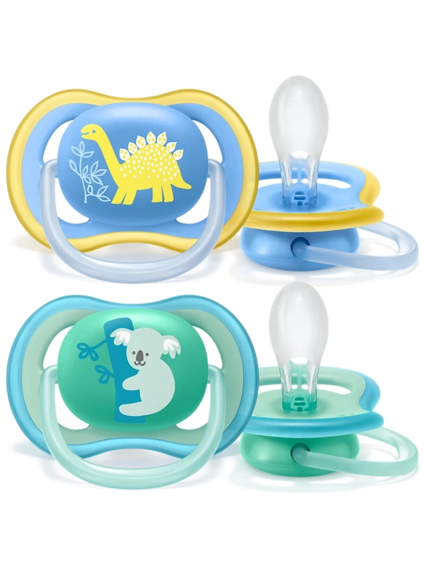 Силиконовые пустышки Philips Avent SCF349/10 ultra air, 2 шт, зеленый/синий