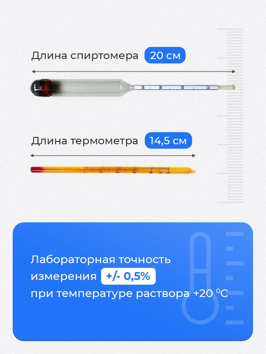 Набор ареометров для самогона, профессиональный, пластик