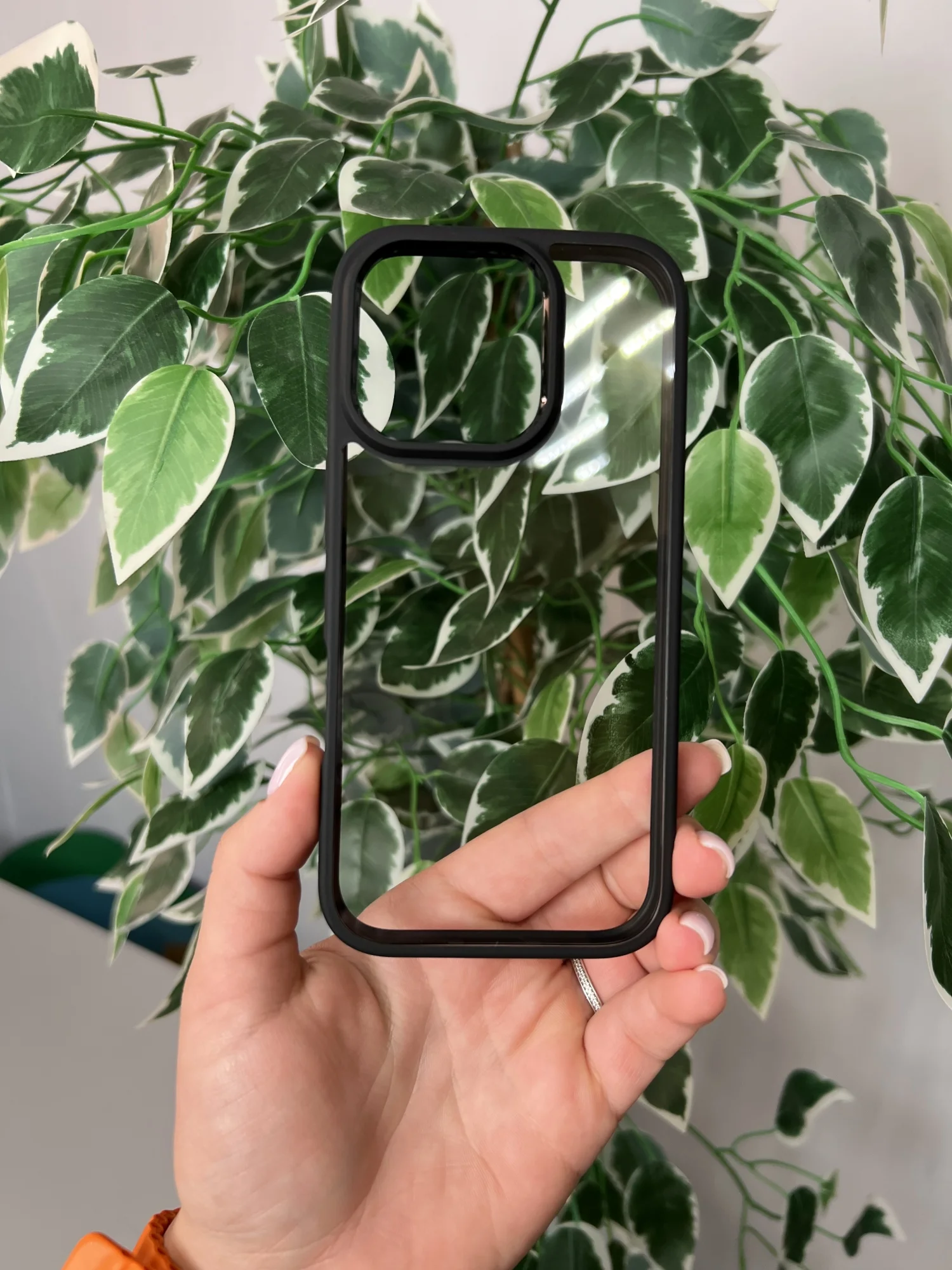 Черный прозрачный чехол для Apple iPhone 16 Pro MAX с силиконовым кантом Crystal Case
