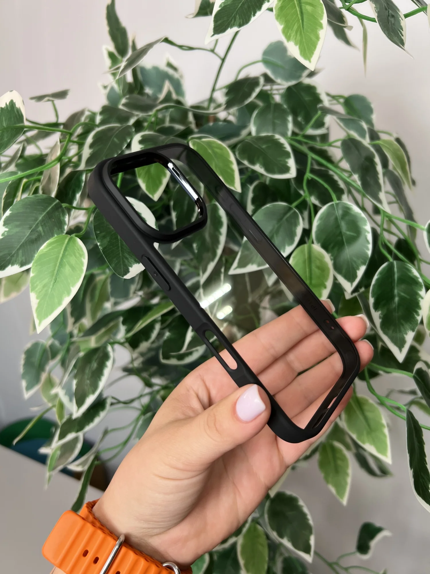 Черный прозрачный чехол для Apple iPhone 16 Pro MAX с силиконовым кантом Crystal Case
