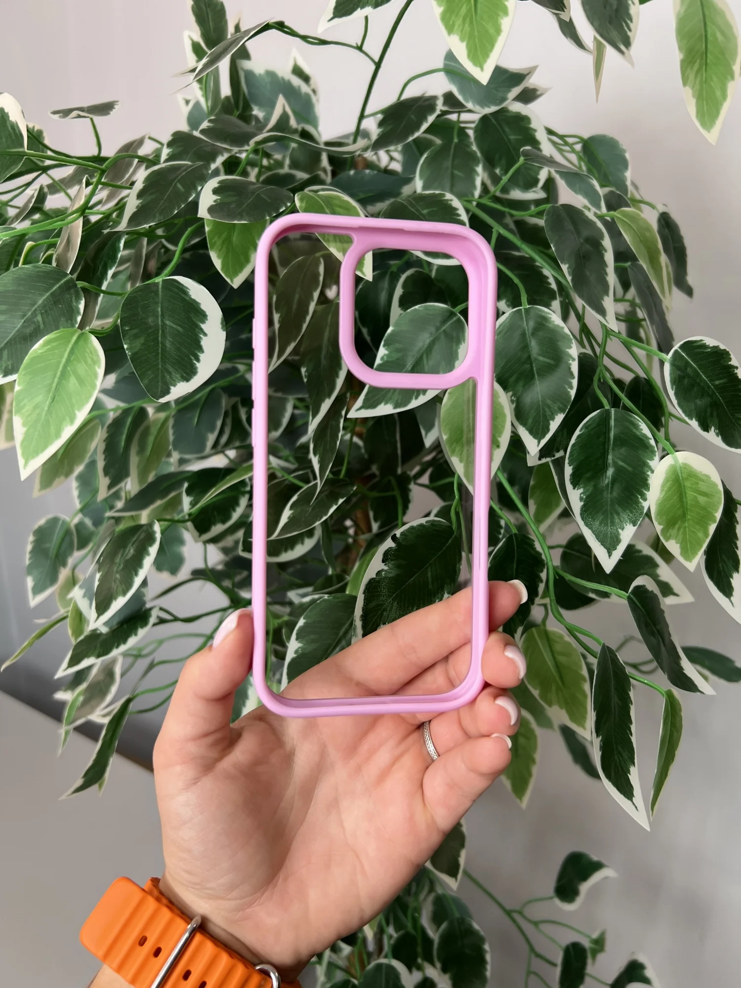 Розовый прозрачный чехол для Apple iPhone 16 Pro MAX с силиконовым кантом Crystal Case