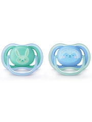 Силиконовые пустышки Philips Avent SCF344/23 ultra air, 2 шт, синий/зеленый