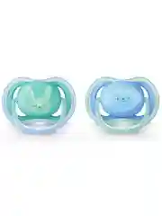 Силиконовые пустышки Philips Avent SCF344/23 ultra air, 2 шт, синий/зеленый
