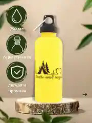 Светло-жёлтый бутылка для воды, 700 мл, спортивная, на подвесе, с креплением "КАРАБИН"