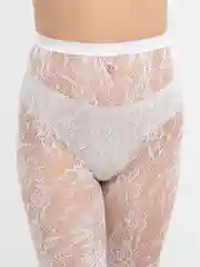Белый колготки женские капроновые, ажурные, кружевные с рисунком в сетку