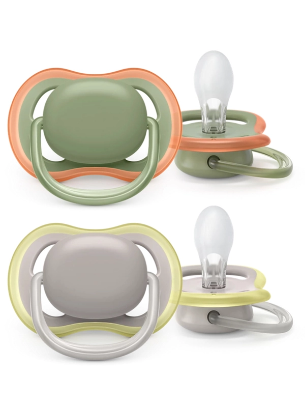 Силиконовые пустышки Philips Avent SCF085/16 ultra air 2 шт, зеленый/серый