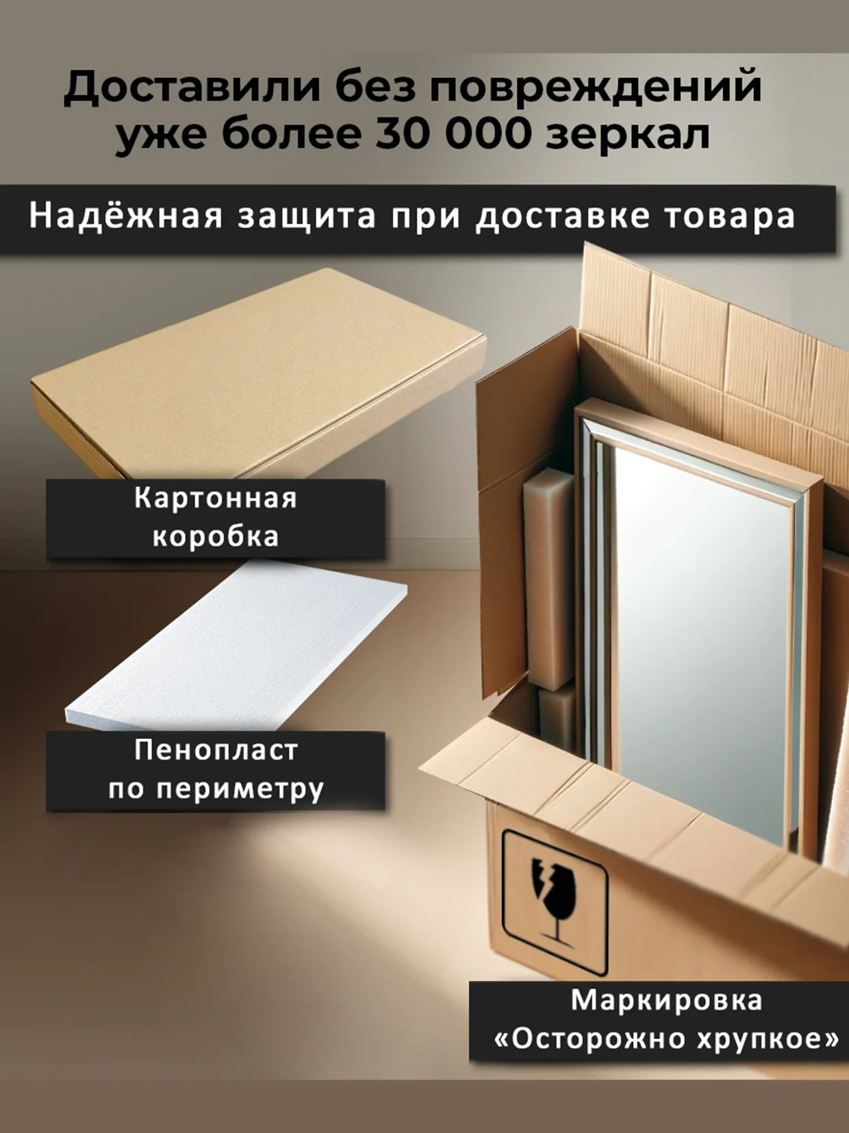 Зеркало Alias Муза 70 с нейтральной LED-подсветкой и сенсорной кнопкой